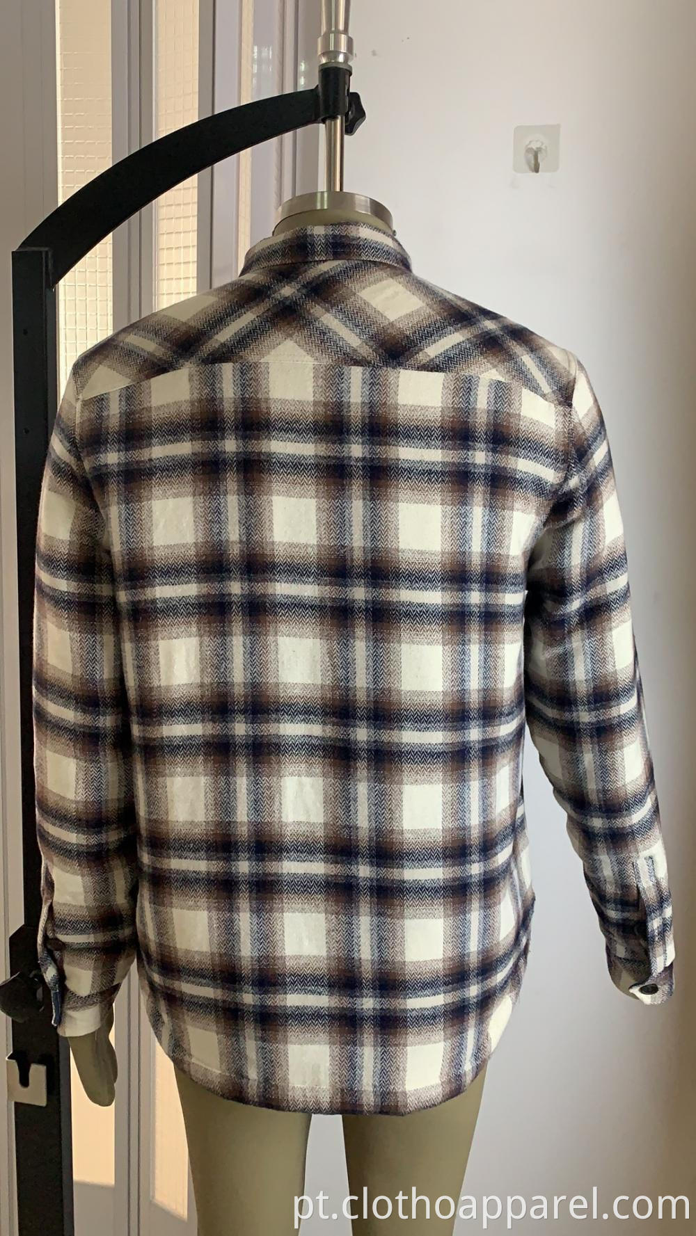 Mens Long Sleeve Plaid Quilted Sherpa Shirt Jacket